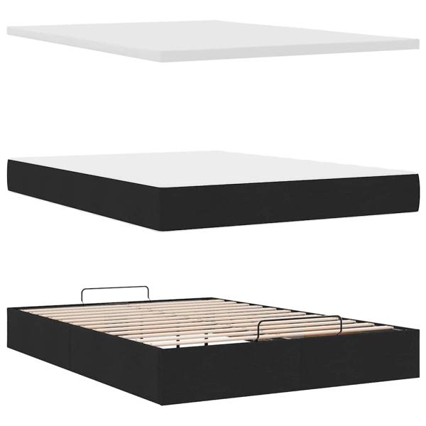 Ottoman-Bett mit Matratze & LEDs Schwarz 140x190 cm Stoff