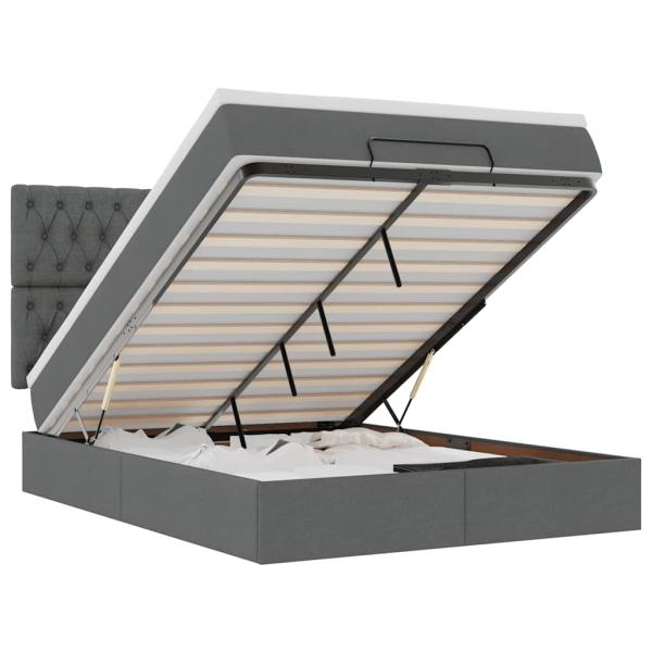 Ottoman-Bett mit Matratze & LEDs Dunkelgrau 140x190 cm Stoff