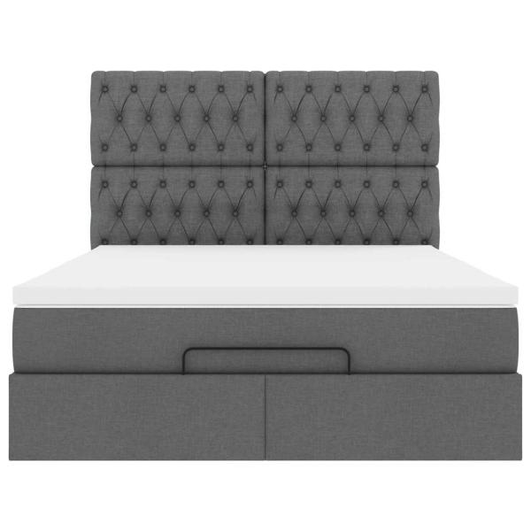 Ottoman-Bett mit Matratze & LEDs Dunkelgrau 140x190 cm Stoff