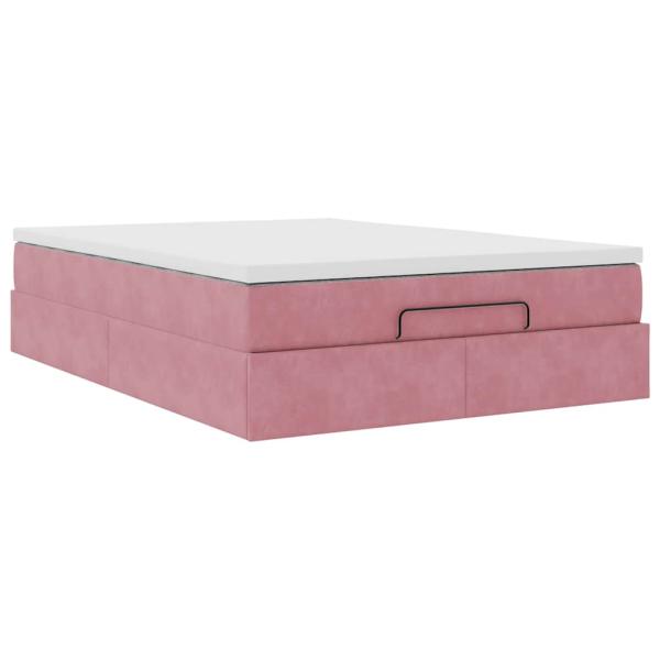 Ottoman-Bett mit Matratze Rosa 140x190 cm Samt