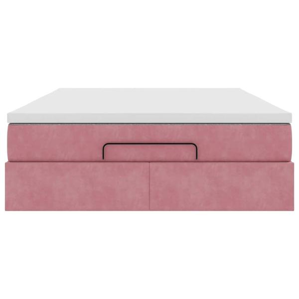 Ottoman-Bett mit Matratze Rosa 140x190 cm Samt