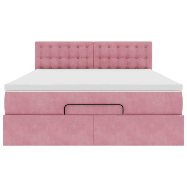 Ottoman-Bett mit Matratze Rosa 140x190 cm Samt