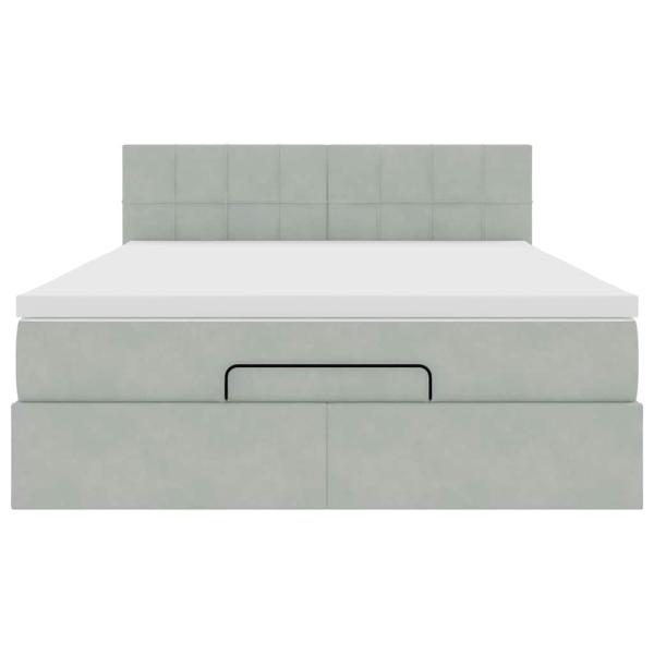 Ottoman-Bett mit Matratze Hellgrau 140x200 cm Samt