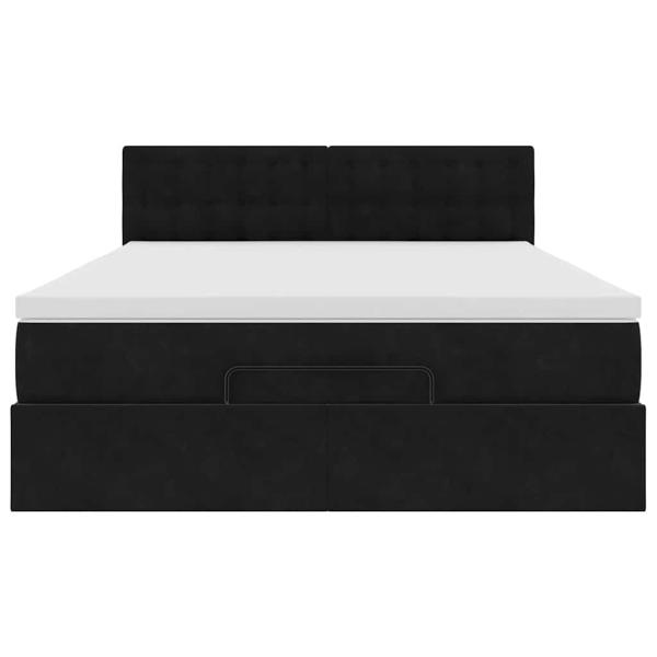 Ottoman-Bett mit Matratze Schwarz 140x190 cm Samt