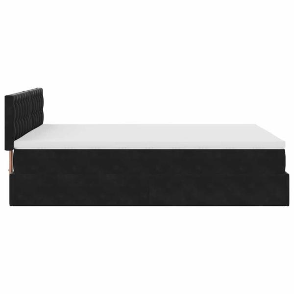 Ottoman-Bett mit Matratze Schwarz 140x190 cm Samt