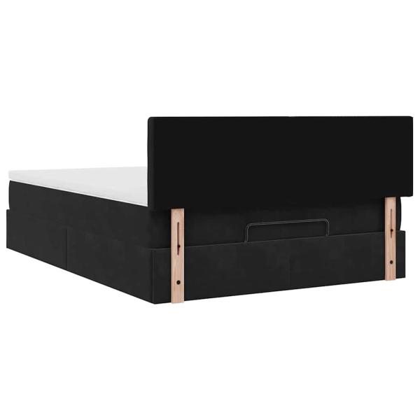 Ottoman-Bett mit Matratze Schwarz 140x190 cm Samt