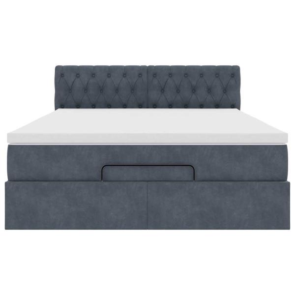 Ottoman-Bett mit Matratze Dunkelgrau 140x190 cm Samt