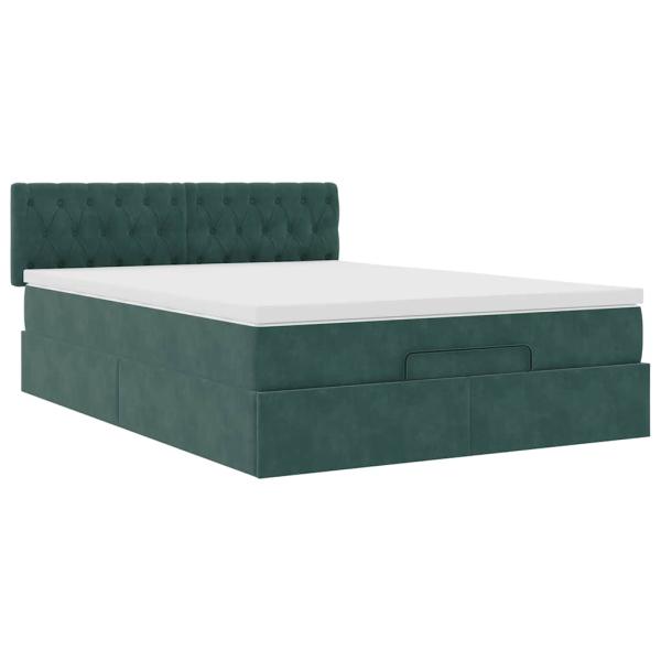 Ottoman-Bett mit Matratze Dunkelgrün 140x200 cm Samt