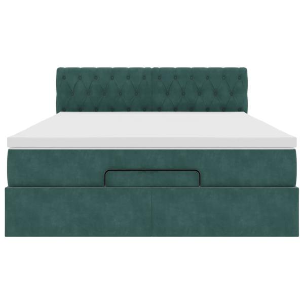 Ottoman-Bett mit Matratze Dunkelgrün 140x200 cm Samt