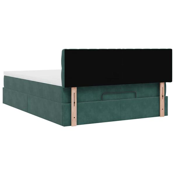 Ottoman-Bett mit Matratze Dunkelgrün 140x200 cm Samt