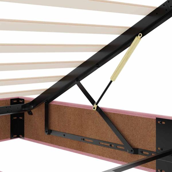 Ottoman-Bett mit Matratze & LEDs Rosa 140x190 cm Samt