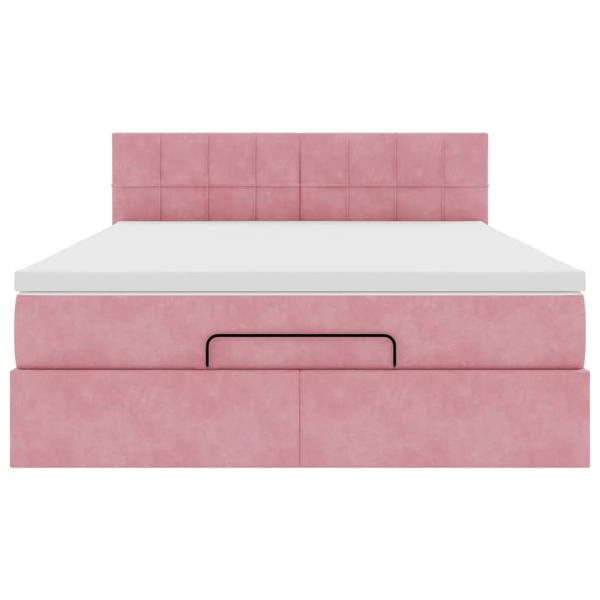 Ottoman-Bett mit Matratze & LEDs Rosa 140x190 cm Samt