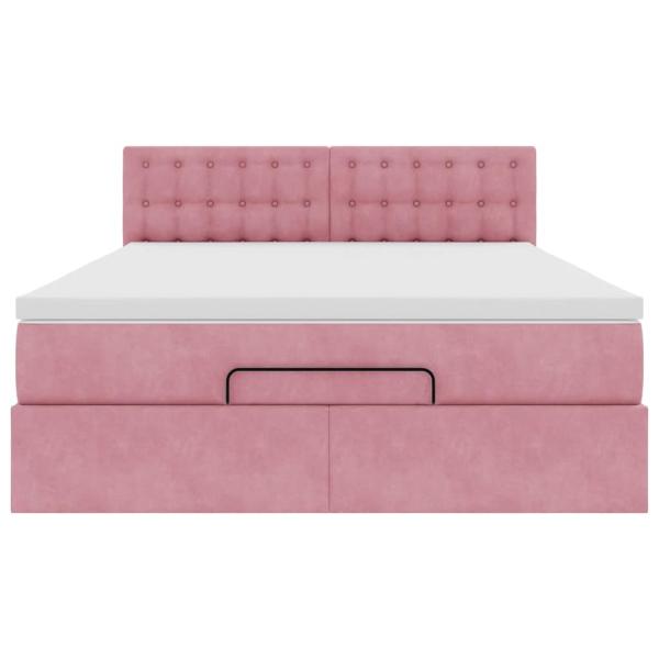Ottoman-Bett mit Matratze & LEDs Rosa 140x190 cm Samt