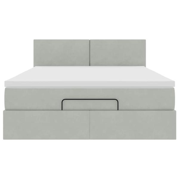 Ottoman-Bett mit Matratze & LEDs Hellgrau 140x200 cm Samt