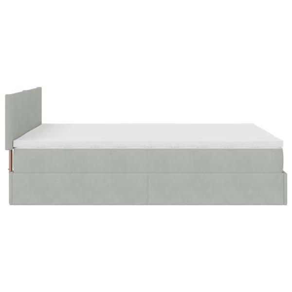 Ottoman-Bett mit Matratze & LEDs Hellgrau 140x200 cm Samt
