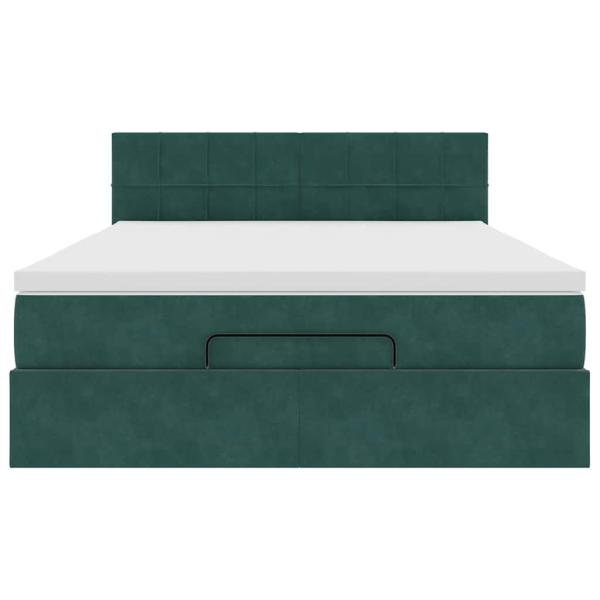 Ottoman-Bett mit Matratze Dunkelgrün 140x200 cm Samt