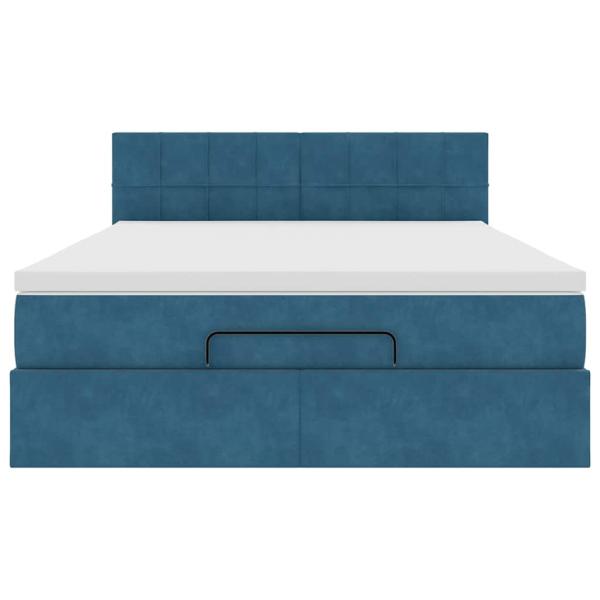 Ottoman-Bett mit Matratze Dunkelblau 140x190 cm Samt