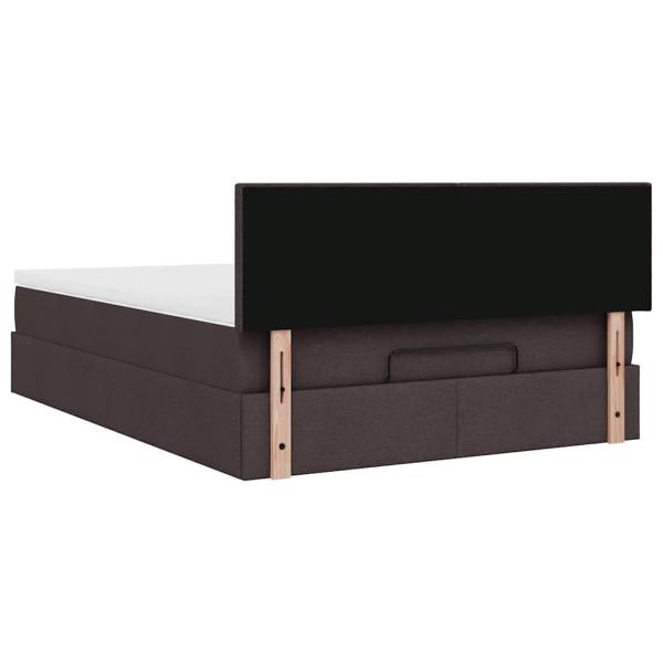 Ottoman-Bett mit Matratze & LEDs Dunkelbraun 140x190 cm Stoff
