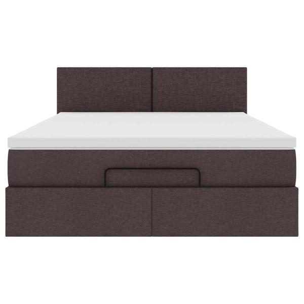 Ottoman-Bett mit Matratze & LEDs Dunkelbraun 140x190 cm Stoff