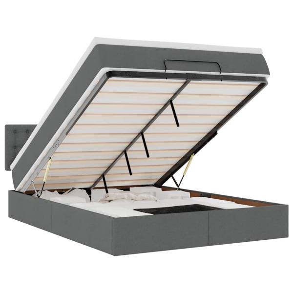 Ottoman-Bett mit Matratze & LEDs Dunkelgrau 140x190 cm Stoff