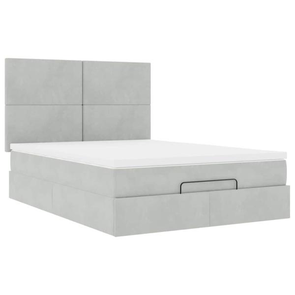 Ottoman-Bett mit Matratzen Hellgrau 140x200 cm Samt