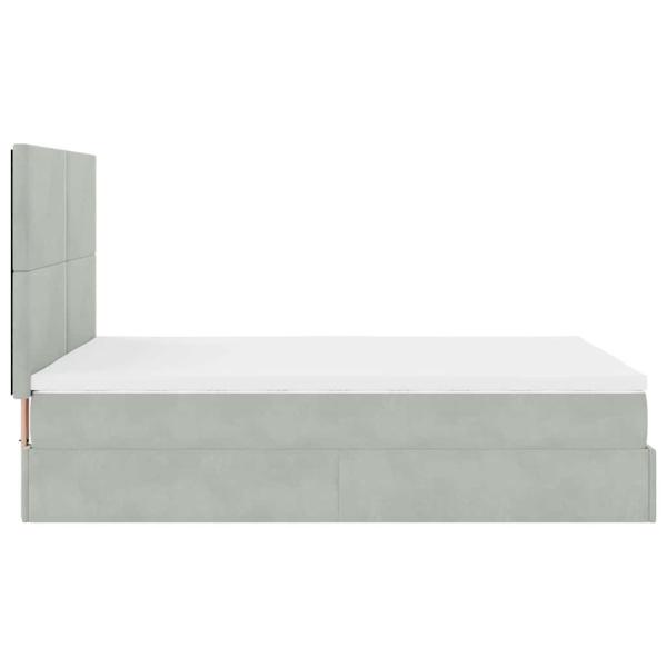 Ottoman-Bett mit Matratzen Hellgrau 140x200 cm Samt