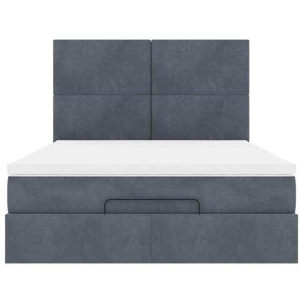 Ottoman-Bett mit Matratzen Dunkelgrau 140x190 cm Samt