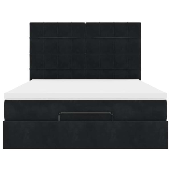 Ottoman-Bett mit Matratzen & LEDs Schwarz 140x190 cm Samt