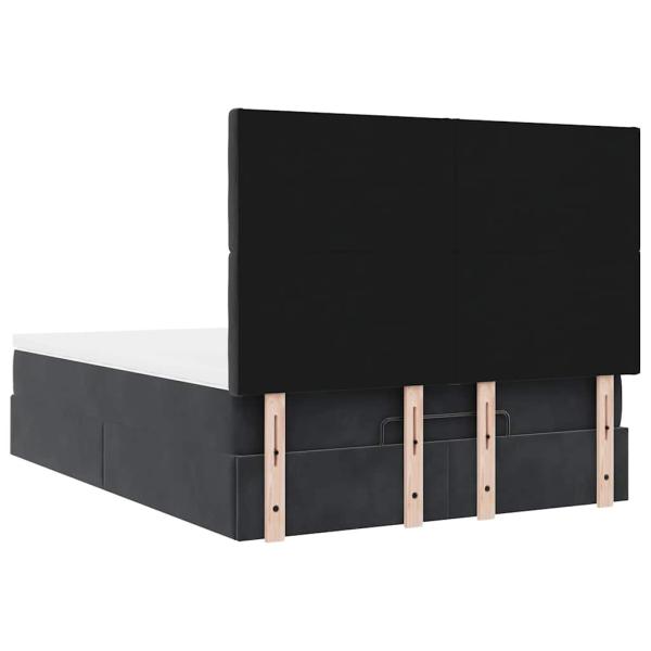 Ottoman-Bett mit Matratzen & LEDs Schwarz 140x190 cm Samt