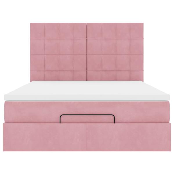 Ottoman-Bett mit Matratzen Rosa 140x190 cm Samt