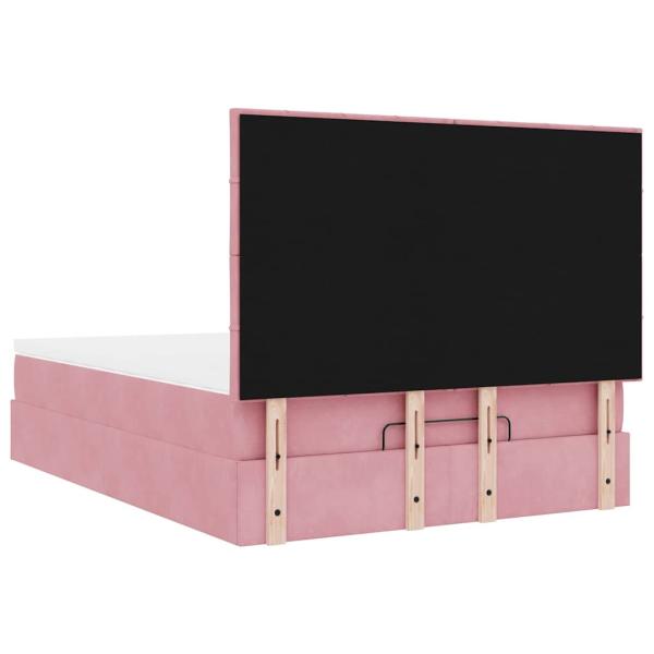 Ottoman-Bett mit Matratzen Rosa 140x190 cm Samt