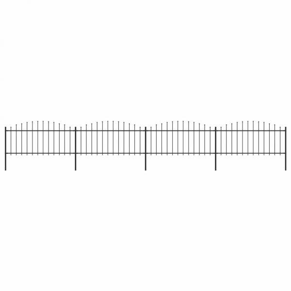 ARDEBO.de - Gartenzaun mit Speerspitzen Stahl (0,5 - 0,75) x 6,8 m Schwarz