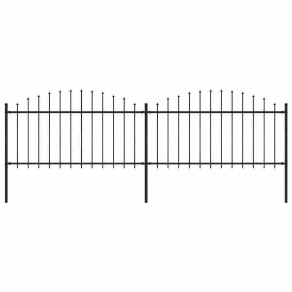 ARDEBO.de - Gartenzaun mit Speerspitzen Stahl (1,25 - 1,5) x 3,4 m Schwarz