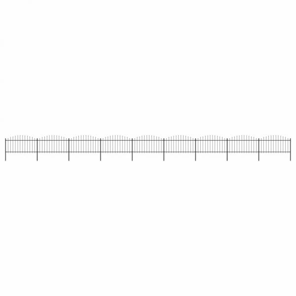 ARDEBO.de - Gartenzaun mit Speerspitzen Stahl (1,25 - 1,5) x 15,3 m Schwarz