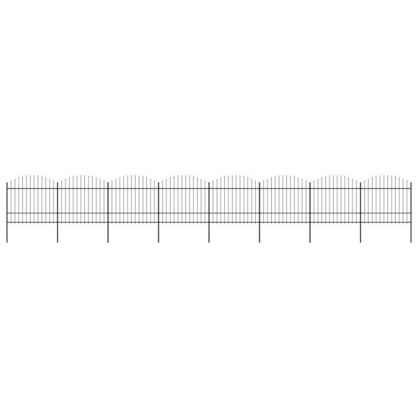 ARDEBO.de - Gartenzaun mit Speerspitzen Stahl (1,5 - 1,75) x 13,6 m Schwarz