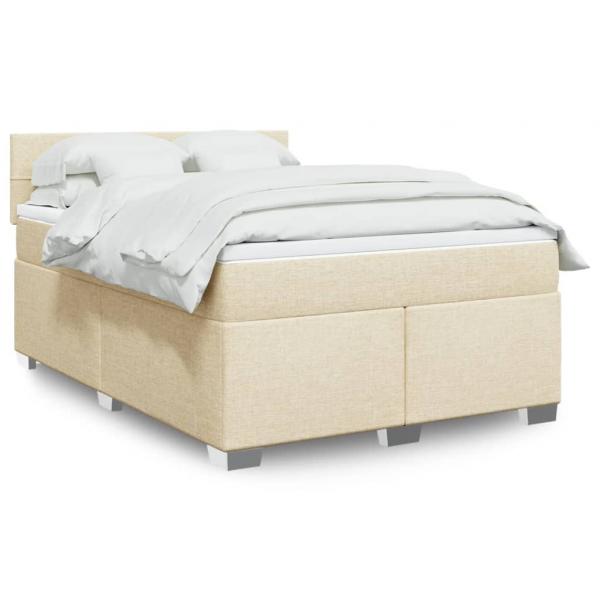ARDEBO.de - Boxspringbett mit Matratze Creme 140x190 cm Stoff