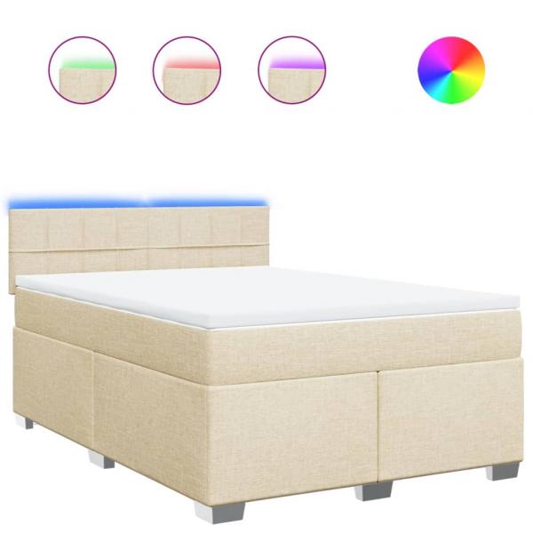 Boxspringbett mit Matratze Creme 140x190 cm Stoff