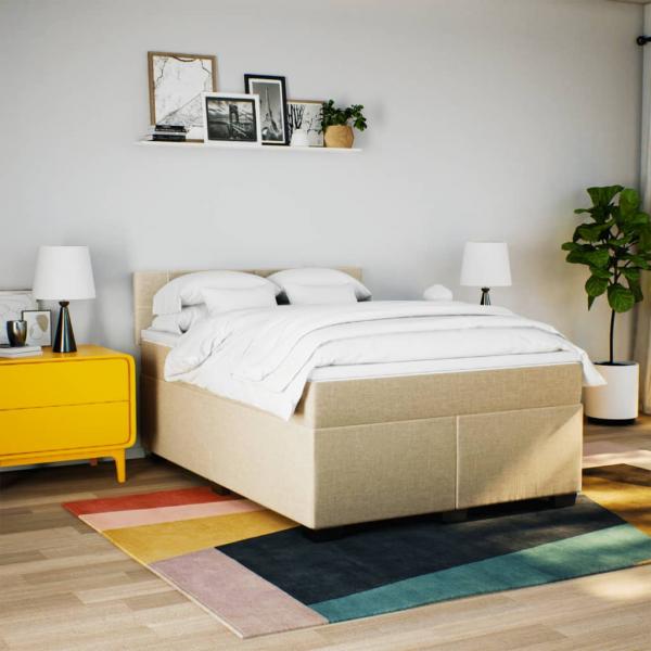 Boxspringbett mit Matratze Creme 140x190 cm Stoff