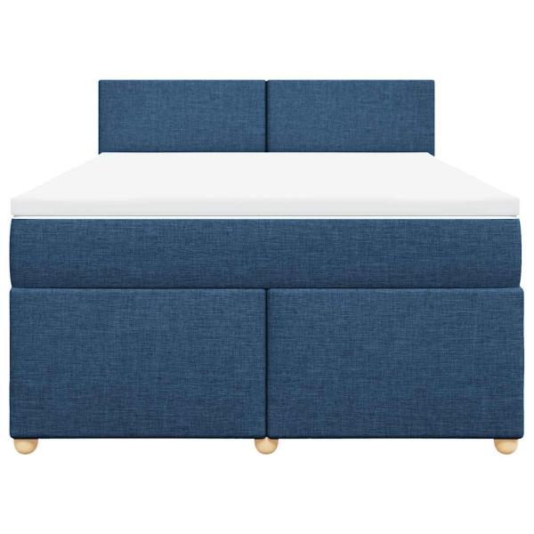 Boxspringbett mit Matratze Blau 140x190 cm Stoff