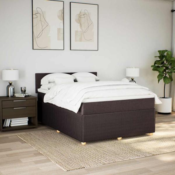 Boxspringbett mit Matratze Dunkelbraun 140x190 cm Stoff