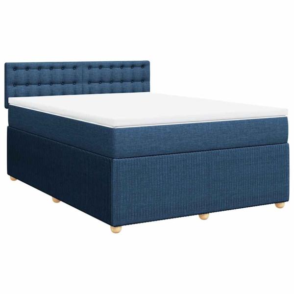 ARDEBO.de - Boxspringbett mit Matratze Blau 140x190 cm Stoff