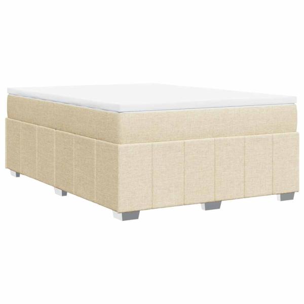 ARDEBO.de - Boxspringbett mit Matratze Creme 140x190 cm Stoff