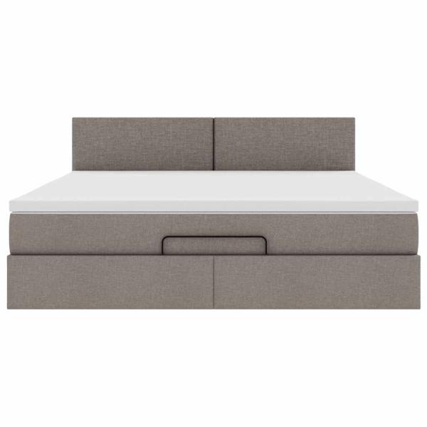 Ottomane Bett mit Matratze & LEDs Taupe 180x200 cm Stoff