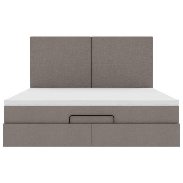 Ottoman-Bett mit Matratze & LEDs Taupe 180x200 cm Stoff