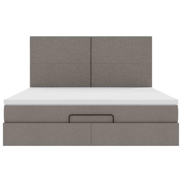 Ottoman-Bett mit Matratze Taupe 180x200 cm Stoff
