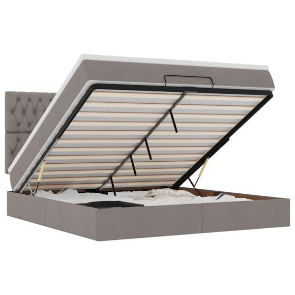 Ottoman-Bett mit Matratze Taupe 180x200 cm Stoff