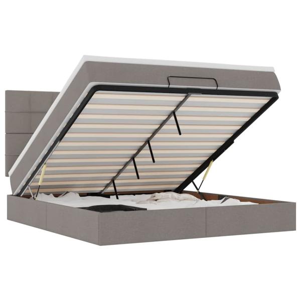 Ottoman-Bett mit Matratze Taupe 180x200 cm Stoff