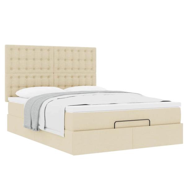 Ottoman-Bett mit Matratze Creme 140x190 cm Stoff