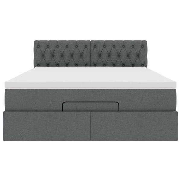 Ottoman-Bett mit Matratze Dunkelgrau 140x190 cm Stoff