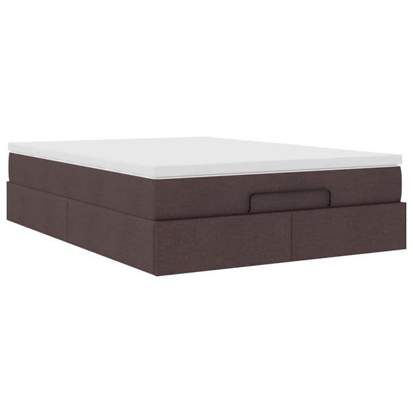Ottoman-Bett mit Matratze Dunkelbraun 140x190 cm Stoff